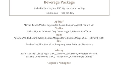 Anantara Kihavah Maldives Villas Beverage Packages Gold Platinum, 124