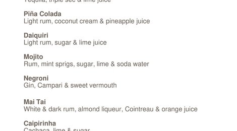 NH Collection Maldives Havodda Resort Beverage List, 121