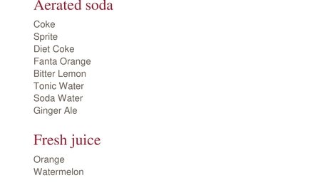 NH Collection Maldives Havodda Resort Beverage List, 130