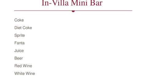 NH Collection Maldives Havodda Resort Beverage List, 133