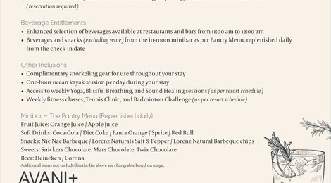 На фото: Avani Plus Fares Maldives Resort Meal Plan Inclusions, 121 Avani Plus Fares Maldives Resort Meal Plan Inclusions, 121