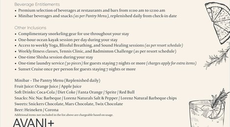 На фото: Avani Plus Fares Maldives Resort Meal Plan Inclusions, 127 Avani Plus Fares Maldives Resort Meal Plan Inclusions, 127