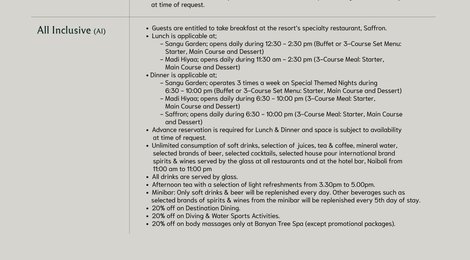 Banyan Tree Vabbinfaru Dine Around Brochure, 120