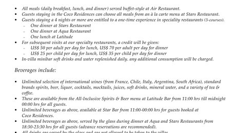  Coco Bodu Hithi Meal Plans &amp; Inclusions, 120