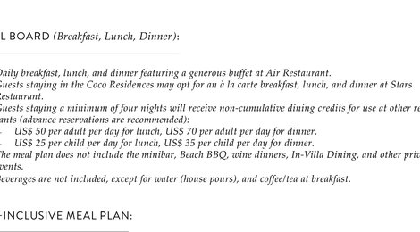  Coco Bodu Hithi Meal Plans &amp; Inclusions, 119