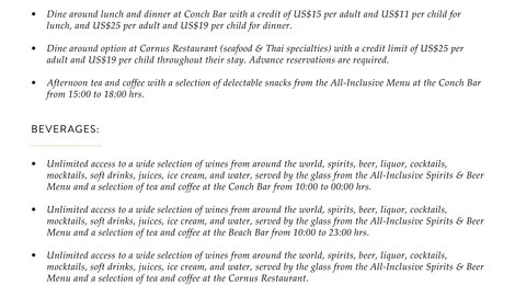 Coco Palm Dhuni Kolhu Resort &amp; Spa Meal Plans &amp; Inclusions, 120