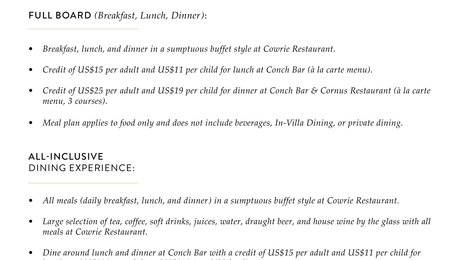 Coco Palm Dhuni Kolhu Resort &amp; Spa Meal Plans &amp; Inclusions, 119