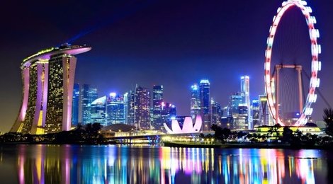 На фото: Вечерний Сингапур + колесо обозрения, 118 Вечерний Сингапур + колесо обозрения, 118