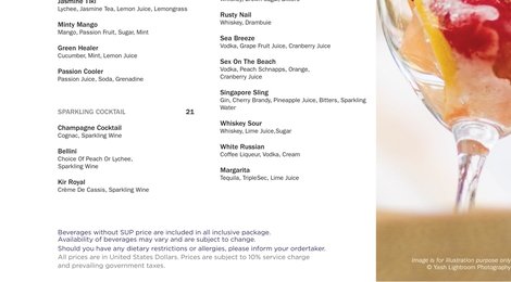 На фото: Sirru Fen Fushi Beverage Menu, 120 Sirru Fen Fushi Beverage Menu, 120