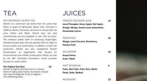 На фото: Sirru Fen Fushi Beverage Menu, 132 Sirru Fen Fushi Beverage Menu, 132