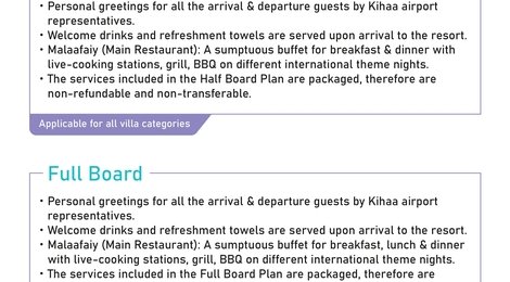 KIHAA Maldives Island Resort &amp; Spa Meal Plans, 118