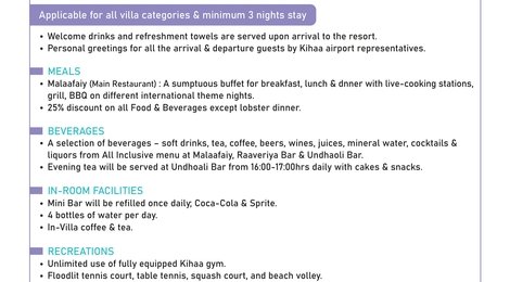 KIHAA Maldives Island Resort &amp; Spa Meal Plans, 119