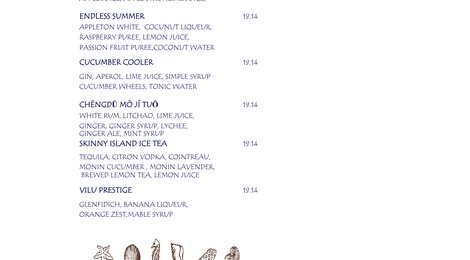 Medhufushi Island Resort Beverage Menu, 125