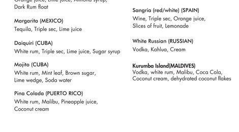 На фото: Park Hyatt Maldives Hadahaa Beverage List , 121 Park Hyatt Maldives Hadahaa Beverage List , 121