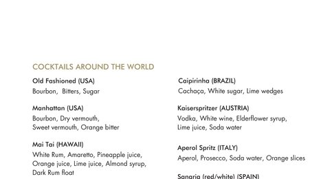 На фото: Park Hyatt Maldives Hadahaa Beverage List , 120 Park Hyatt Maldives Hadahaa Beverage List , 120