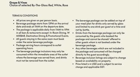 W Maldives Retreat &amp; Spa Beverage List, 122